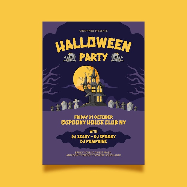 Free Vector | Hand drawn halloween vertical party flyer template