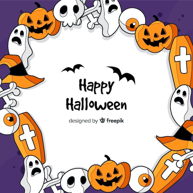 Download Hand drawn halloween wreath background Vector | Free Download