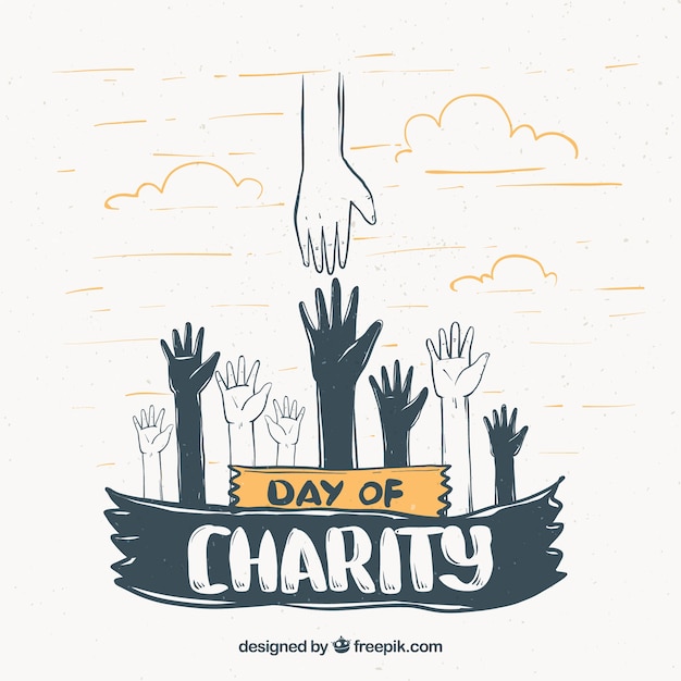 Hand drawn hands of different races together Free Vector Hand drawn hands of different races together Free Vector