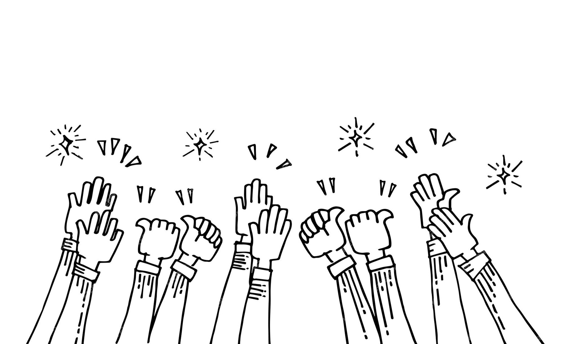 Premium Vector | Hand drawn of hands up, applause. thumbs up. hands ...