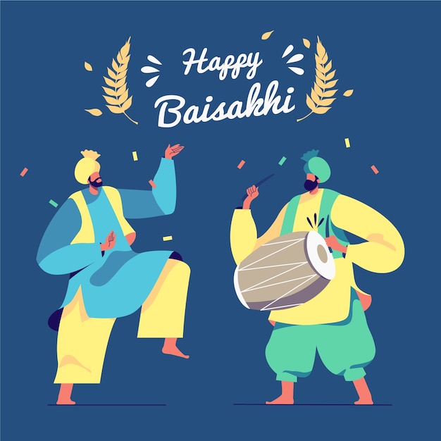 Free Vector Handdrawn happy baisakhi festival
