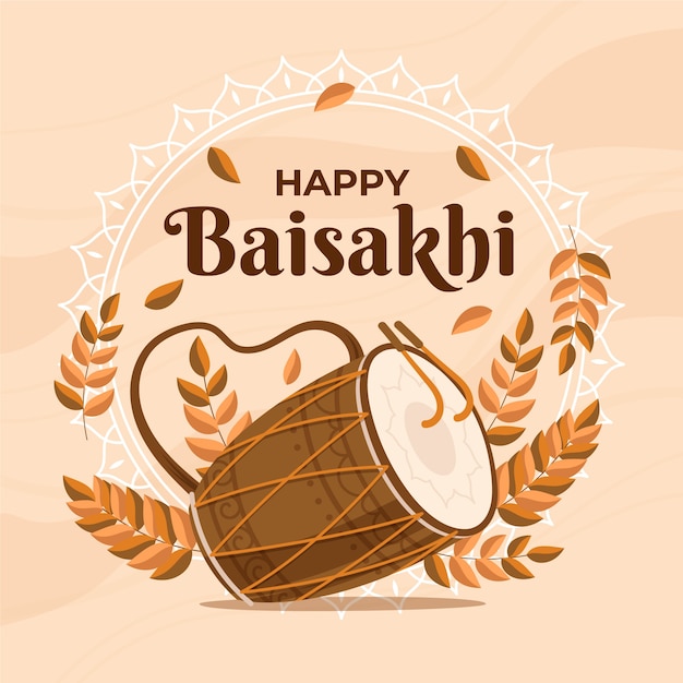 Handdrawn happy baisakhi Free Vector