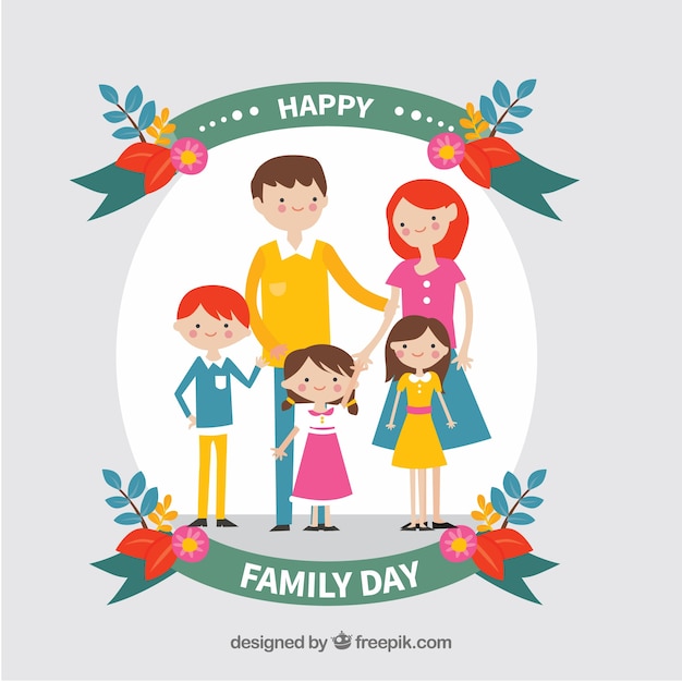 Hand-drawn happy family day background