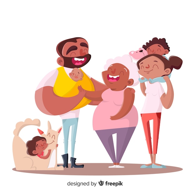 Download Hand drawn happy family portrait | Free Vector
