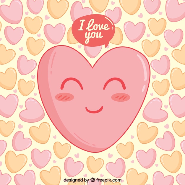 Download Free Vector | Hand drawn happy heart background