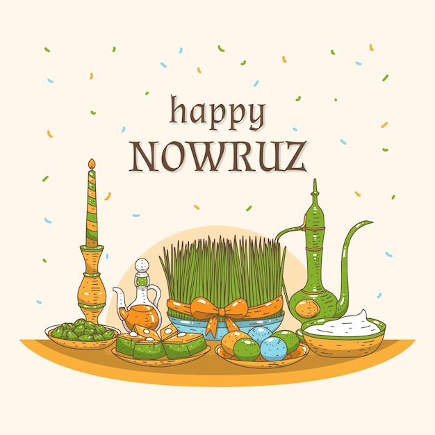 Handdrawn happy nowruz day concept Free Vector