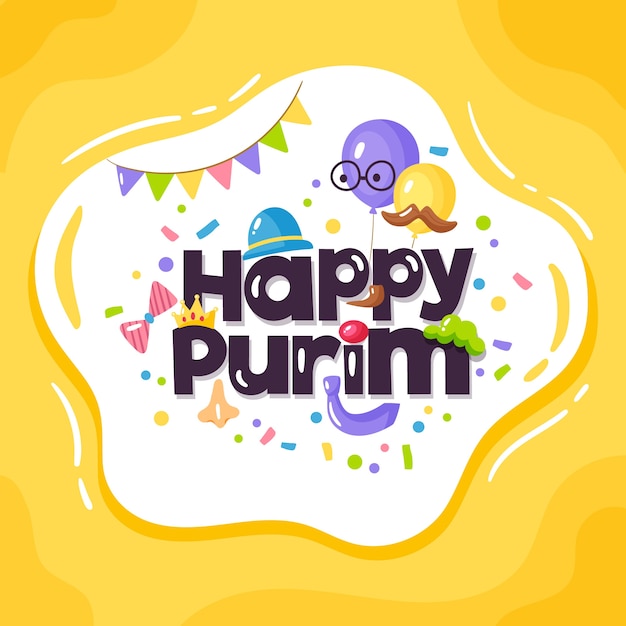 Hand drawn happy purim day | Free Vector