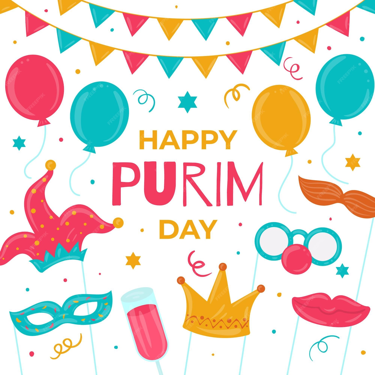 Free Vector Hand drawn happy purim day
