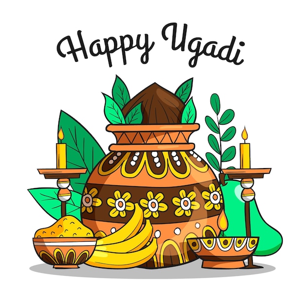 Free Vector | Hand drawn happy ugadi illustration