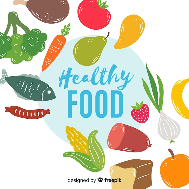 Hand drawn healthy food background Vector | Free Download