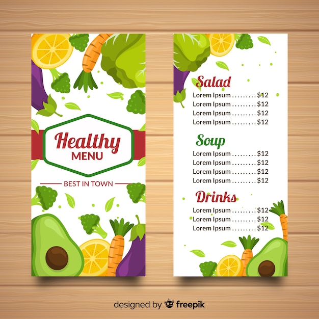 Free Vector | Hand drawn healthy menu template