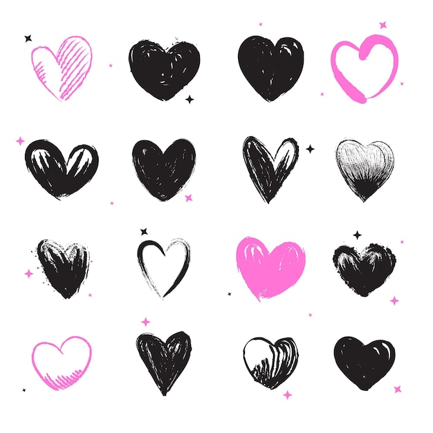 Premium Vector Hand Drawn Heart Collection