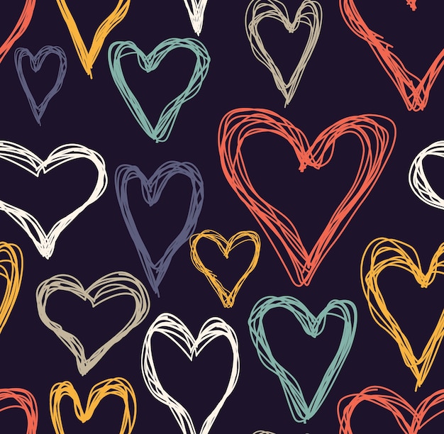 Premium Vector | Hand drawn heart seamless background