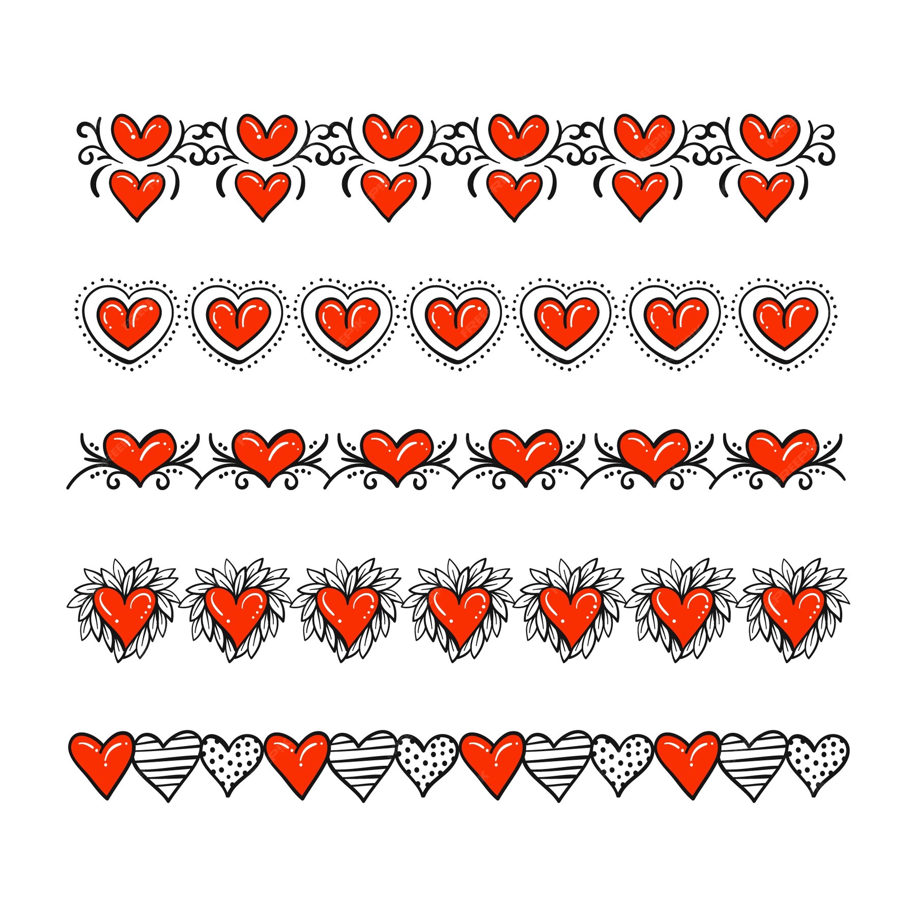 Premium Vector Hand drawn hearts border and frame design