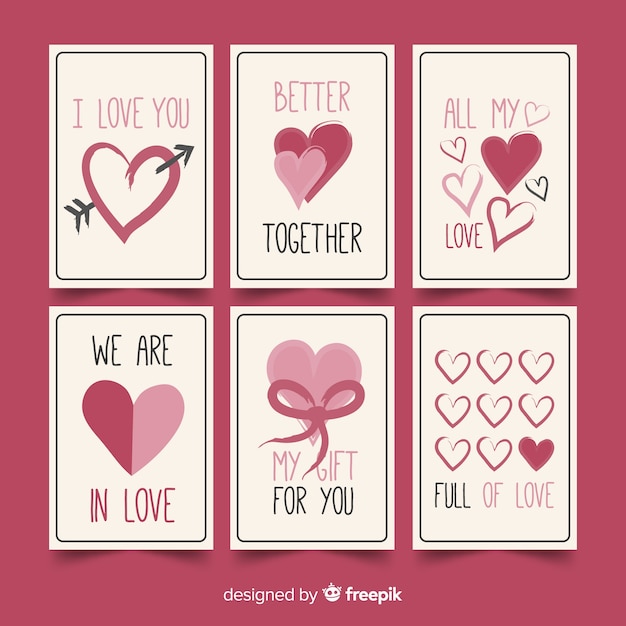 Free Vector | Hand drawn hearts valentine's day card collection