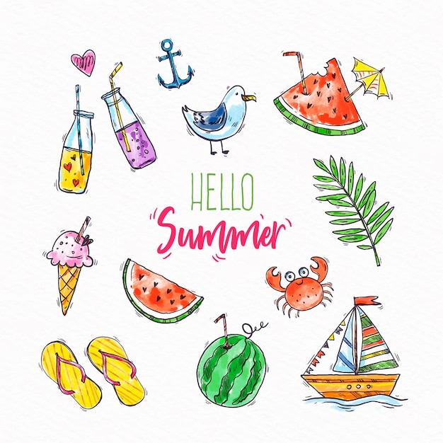 Free Vector | Hand drawn hello summer concept