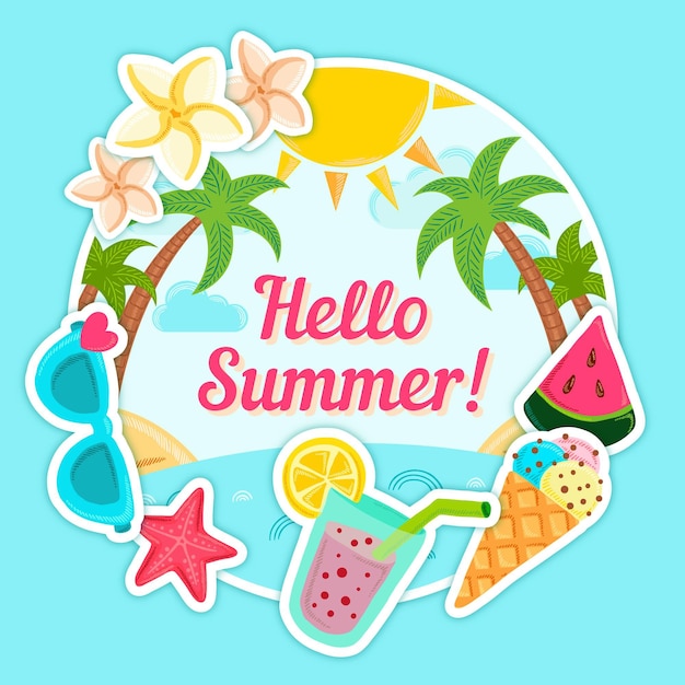 Free Vector | Hand drawn hello summer concept