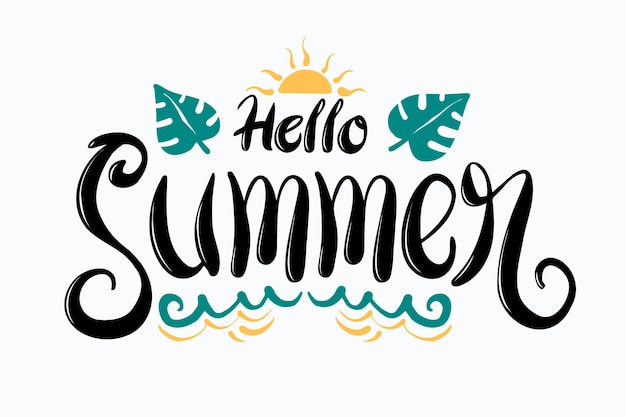 Free Vector | Hand drawn hello summer lettering