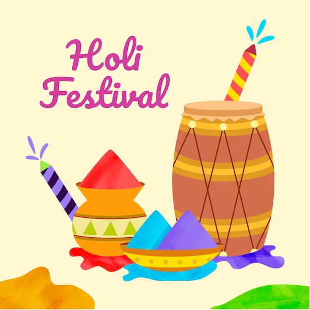 Free Vector | Hand-drawn holi festival illustration