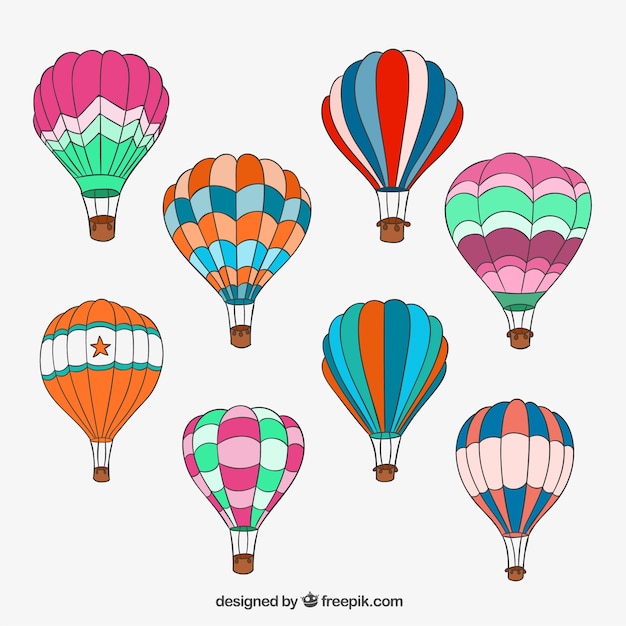 Hand drawn hot air balloons Free Vector