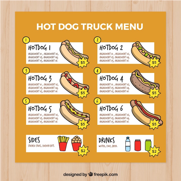 free-vector-hand-drawn-hot-dog-food-truck-menu