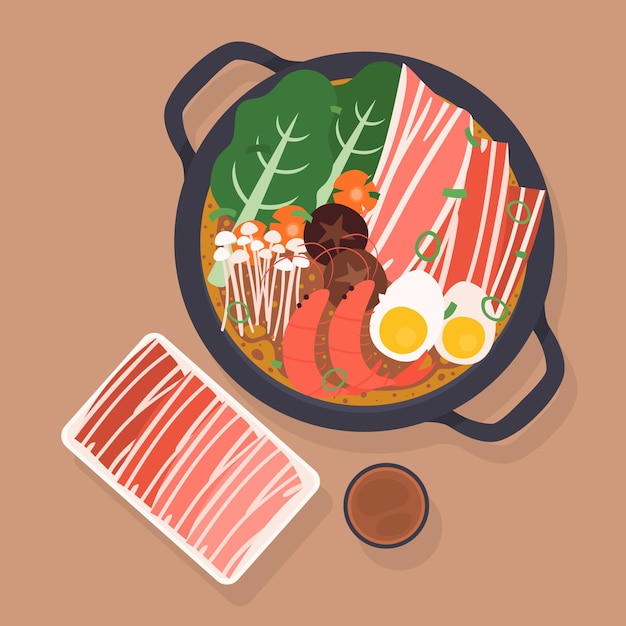 Free Vector | Hand drawn hot pot illustration