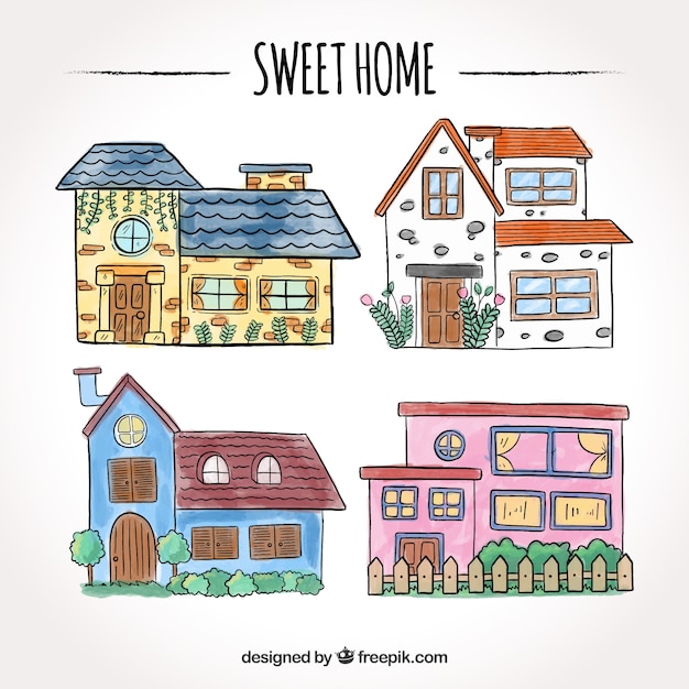 Free Vector Hand Drawn House Set