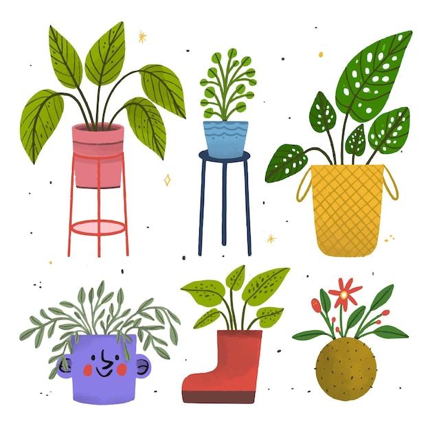 Free Vector Hand drawn houseplant collection