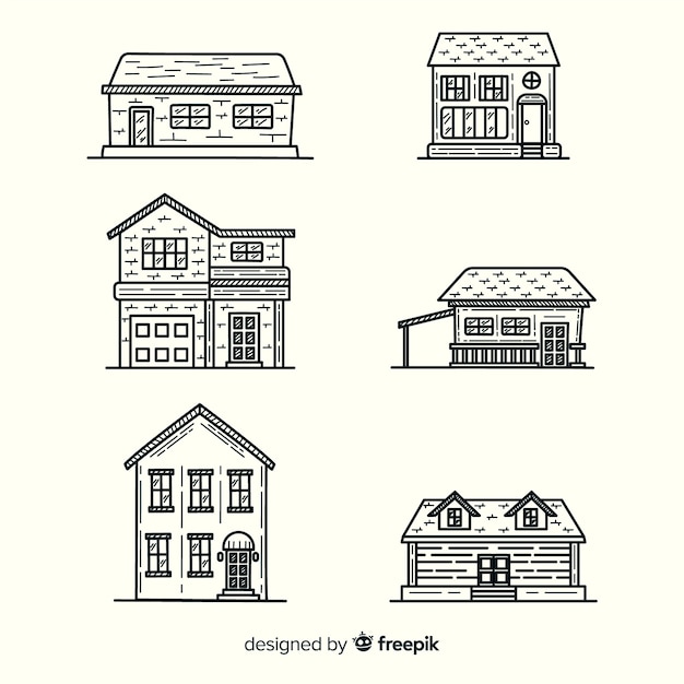 Free Vector | Hand drawn houses set