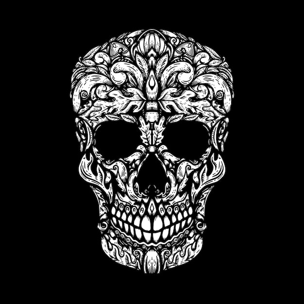 Premium Vector | Hand drawn human skull made floral shapes