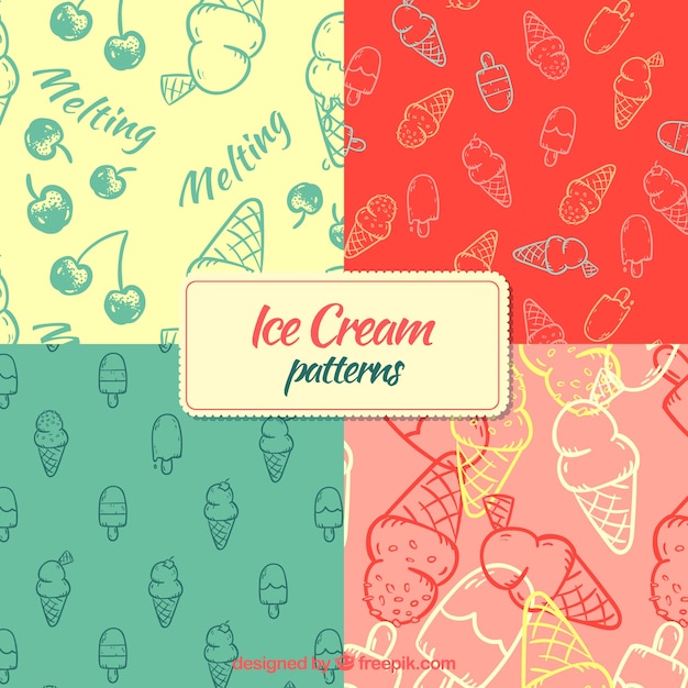 Hand drawn ice cream patterns