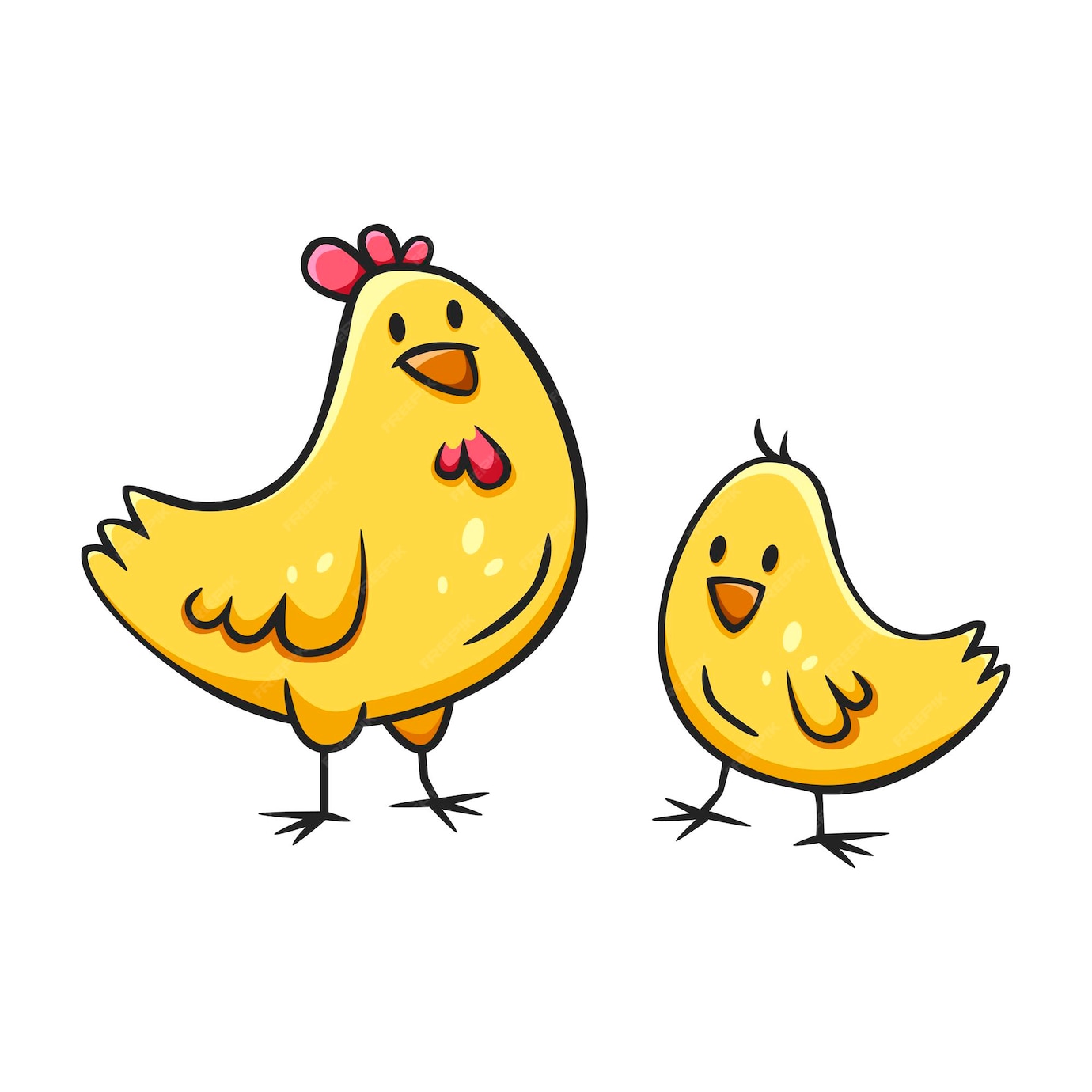 Premium Vector | Hand drawn icon of chicken and chick in doodles style ...