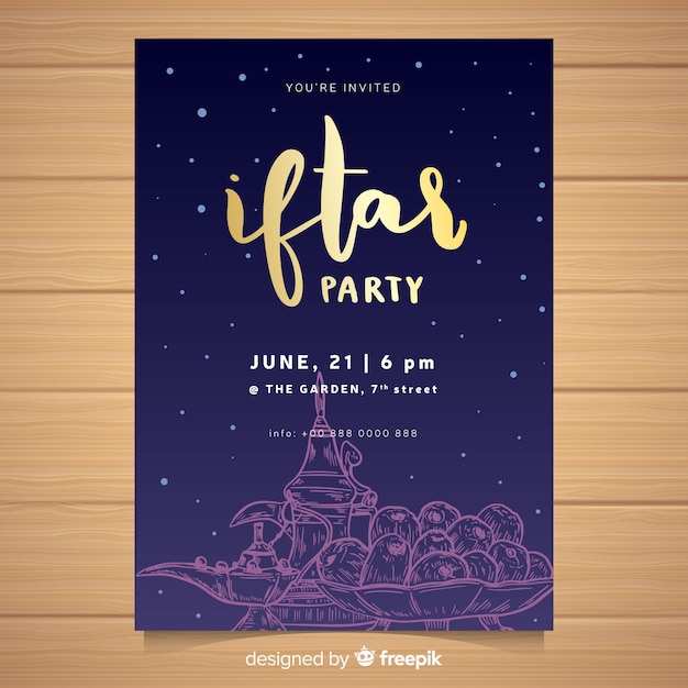 free-vector-hand-drawn-iftar-invitation-template