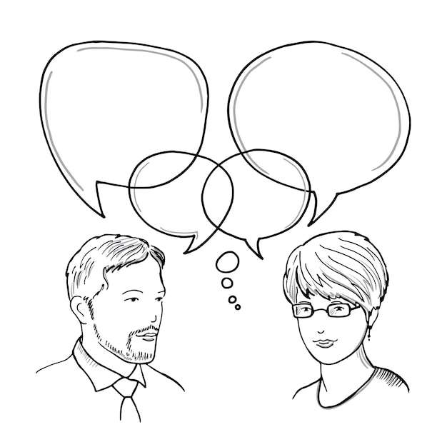 Premium Vector Hand Drawn Illustration Of Dialog Between Man And Woman