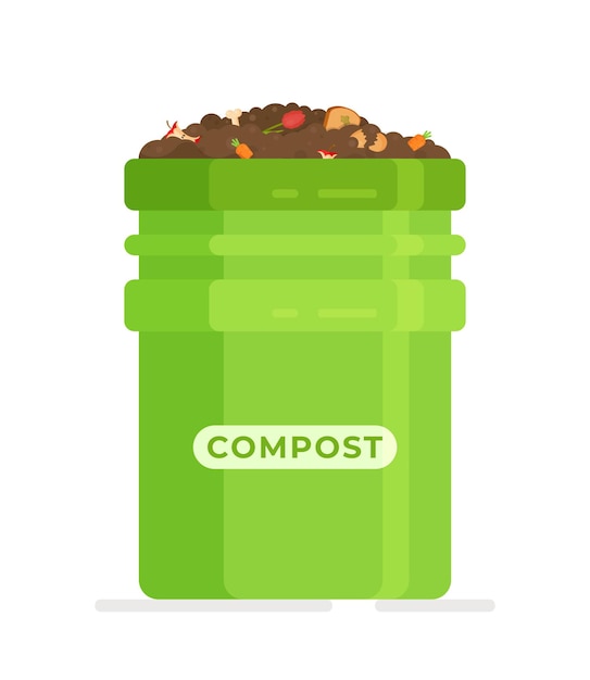 Premium Vector | Hand-drawn illustration of a full compost bin