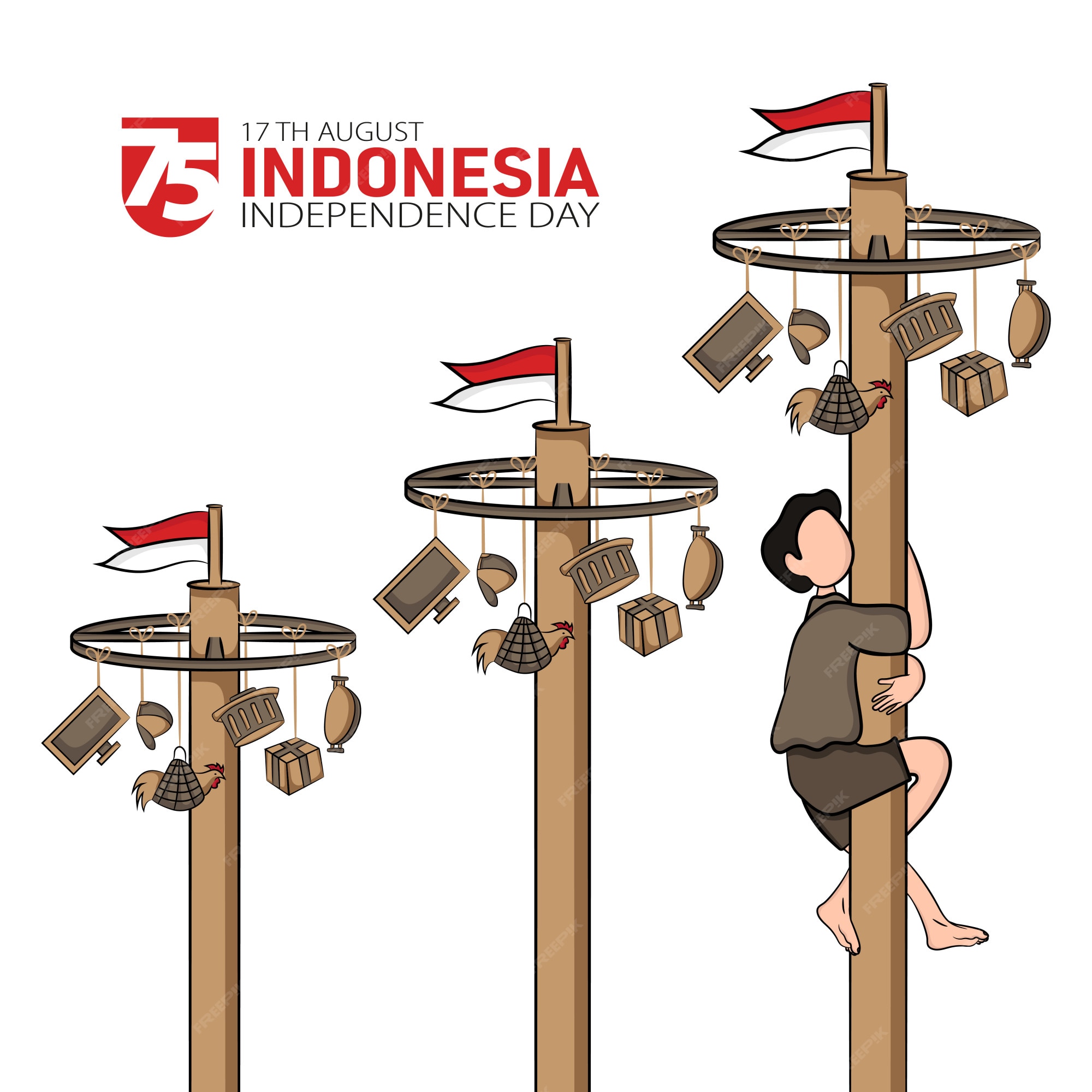 Premium Vector | Hand drawn illustration of indonesia independence day ...