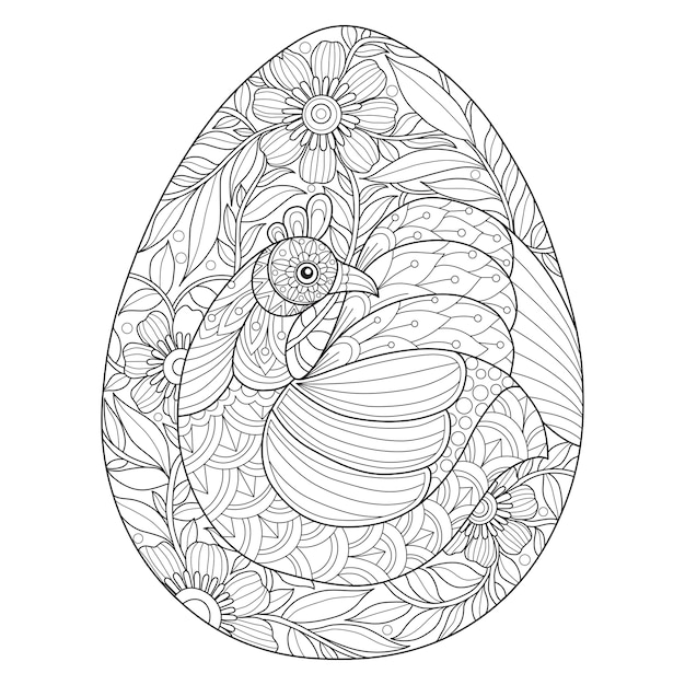 イースターエッグの鶏の手描きのイラスト プレミアムベクター