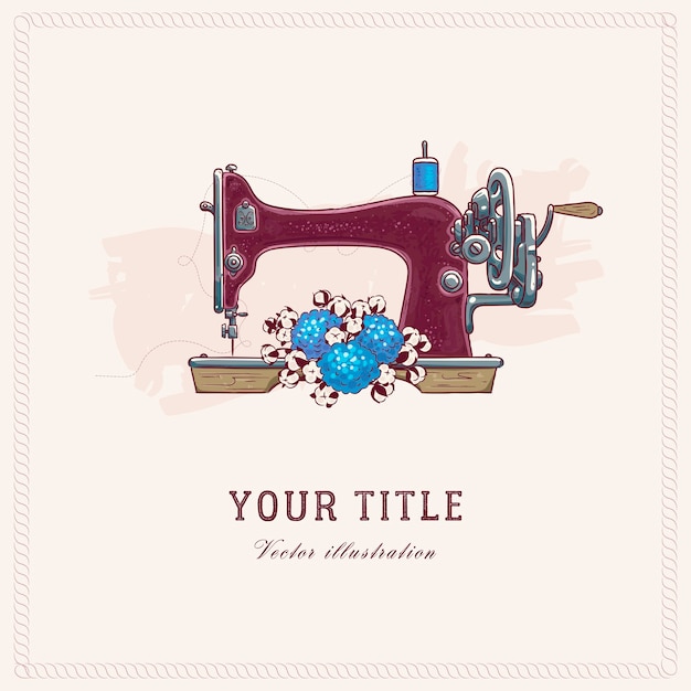Premium Vector | Hand drawn illustration of sewing machine and flowers