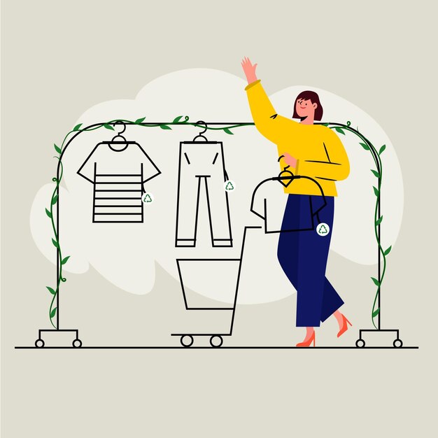 Free Vector Hand Drawn Illustration Sustainable Fashion Concept 