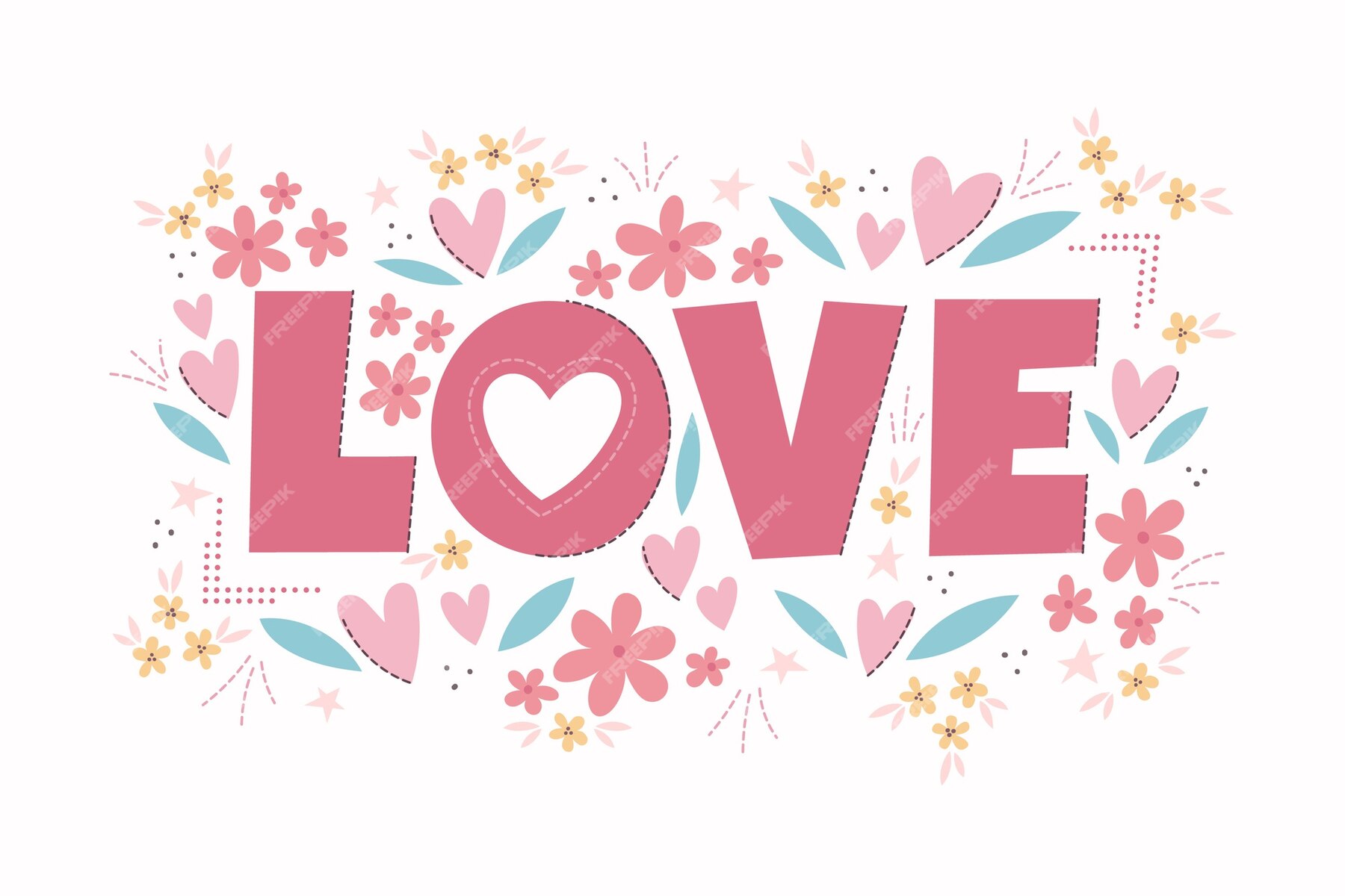 Free Vector | Hand drawn illustration of the word love for valentine's day