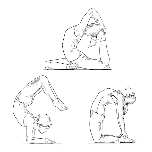 Hand drawn illustration of yoga | Premium Vector