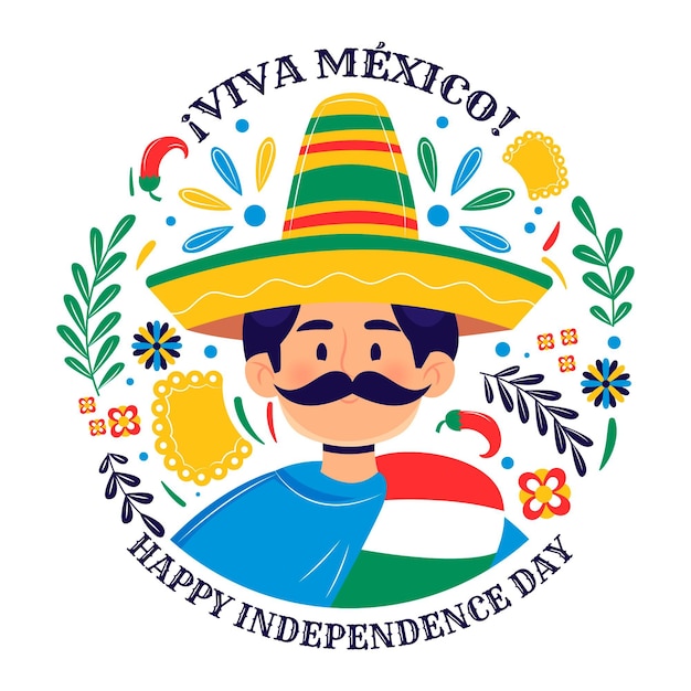 Hand drawn independence day of mexico Free Vector
