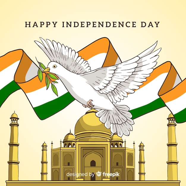 Download Hand drawn india independence day background Vector | Free ...