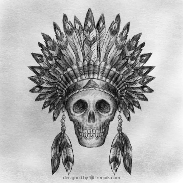 Free Vector | Hand drawn indian ancient skull