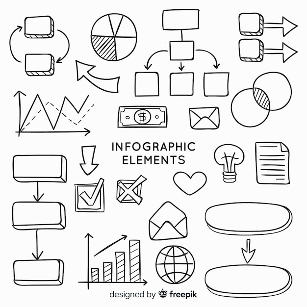 Hand drawn infographic element collection Free Vector