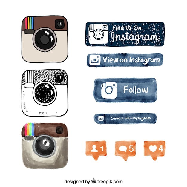 Download Free Hand Drawn Instagram Logo And Buttons Free Vector Use our free logo maker to create a logo and build your brand. Put your logo on business cards, promotional products, or your website for brand visibility.