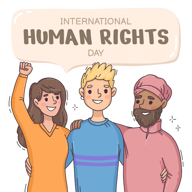 Premium Vector | Hand drawn international human rights day illustration