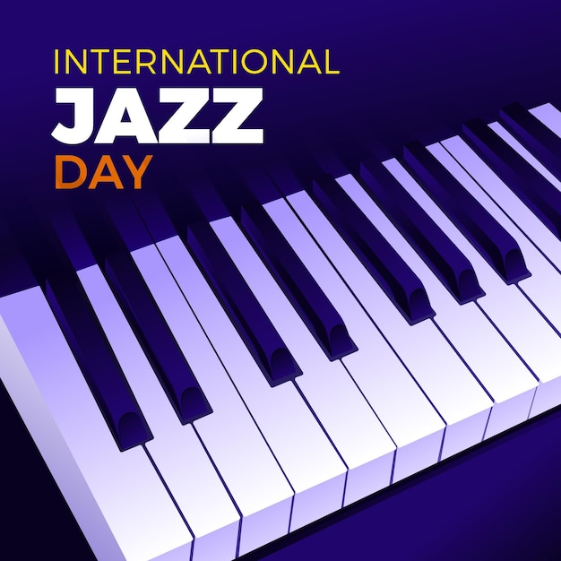 ピアノの鍵盤と手描きの国際ジャズデーのイラスト 無料のベクター