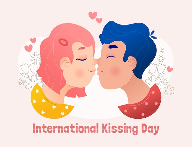 Free Vector Hand Drawn International Kissing Day Illustration With