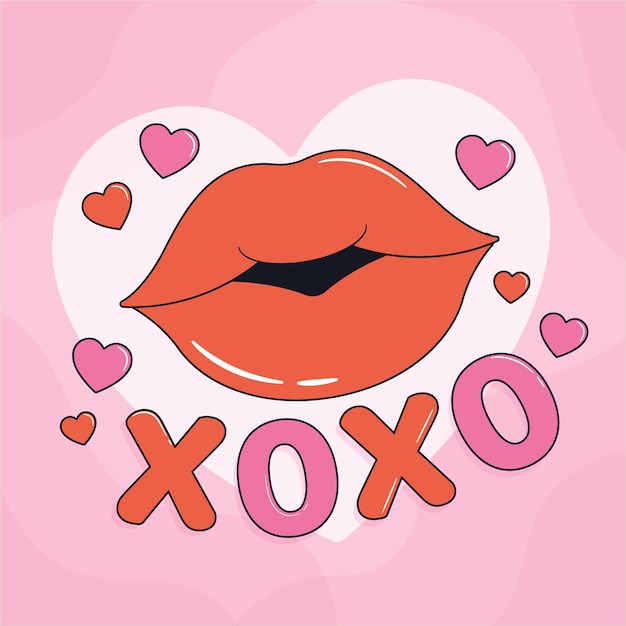 唇と手描き国際キスの日のイラスト 無料のベクター